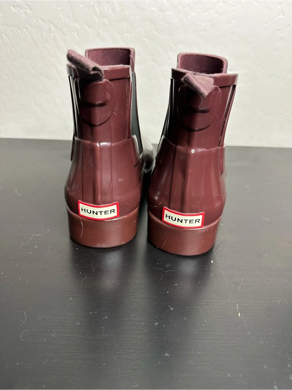 Hunter Chelsea Rain Ankle Boots in Burgundy